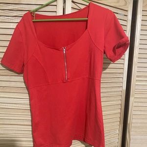 Red top with zipper